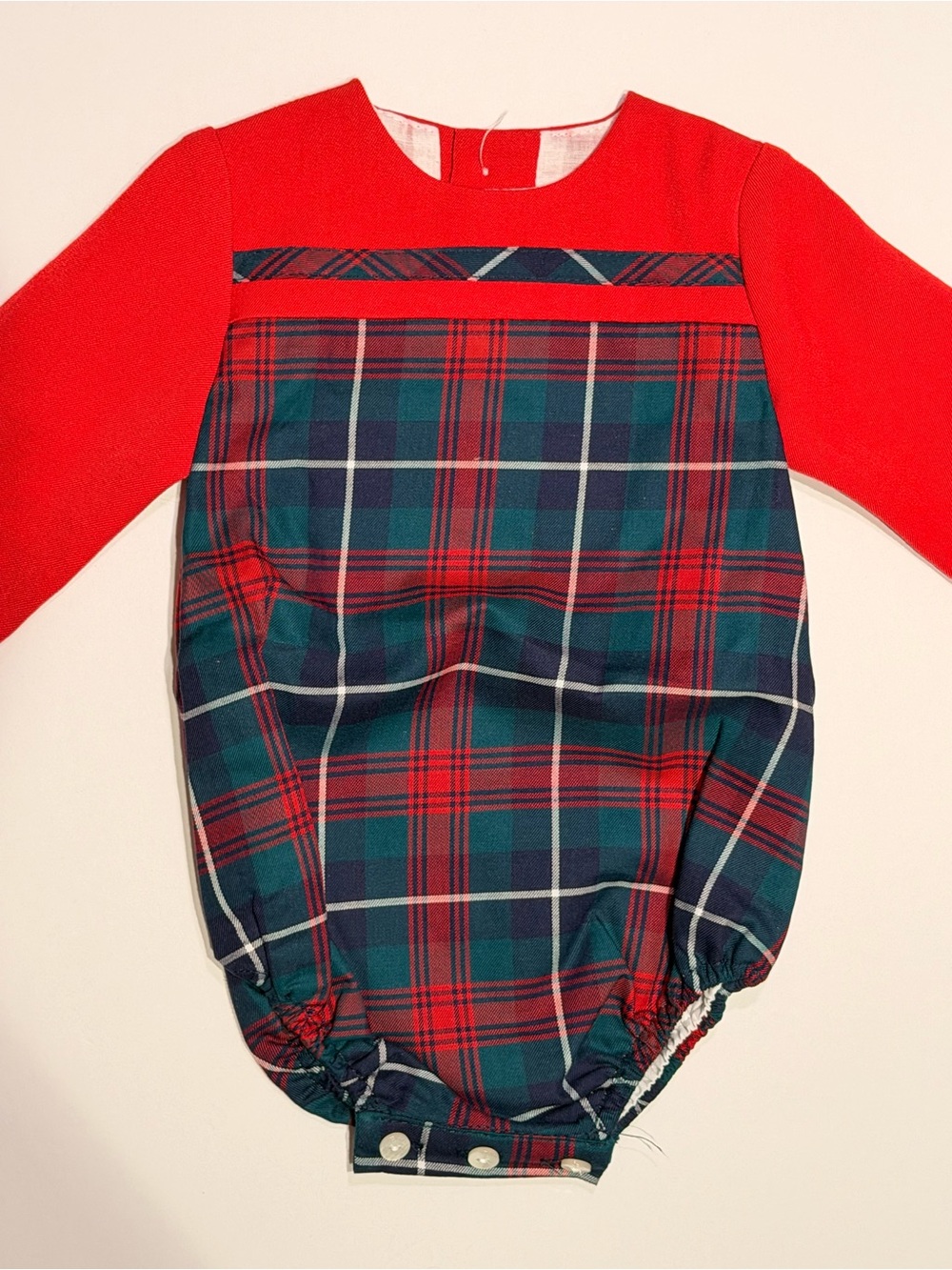 Toddler Red & Green Plaid Bubble Diaper Cover - Classic Holiday Style
